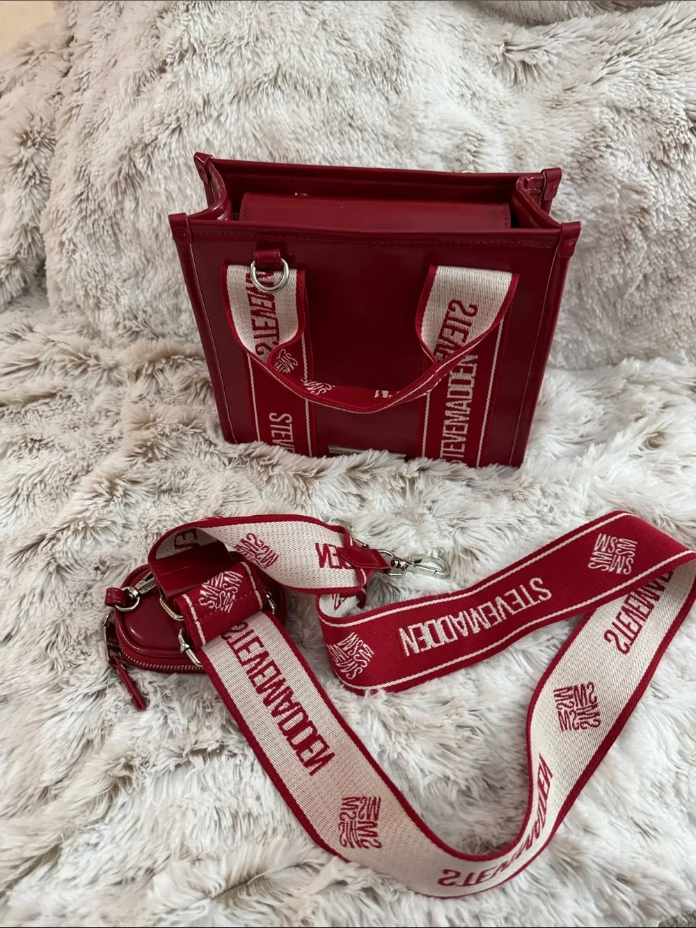 Steve Madden Red Crossbody Bag with Branded Detachable Strap